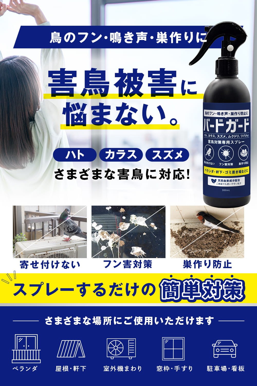 バードガード 害鳥対策 スプレー 300ml